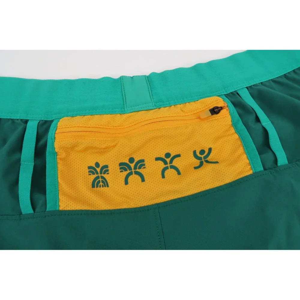 The North Face Trailwear OKT Trail Shorts‎ Mens Large Rust Green Colorblock